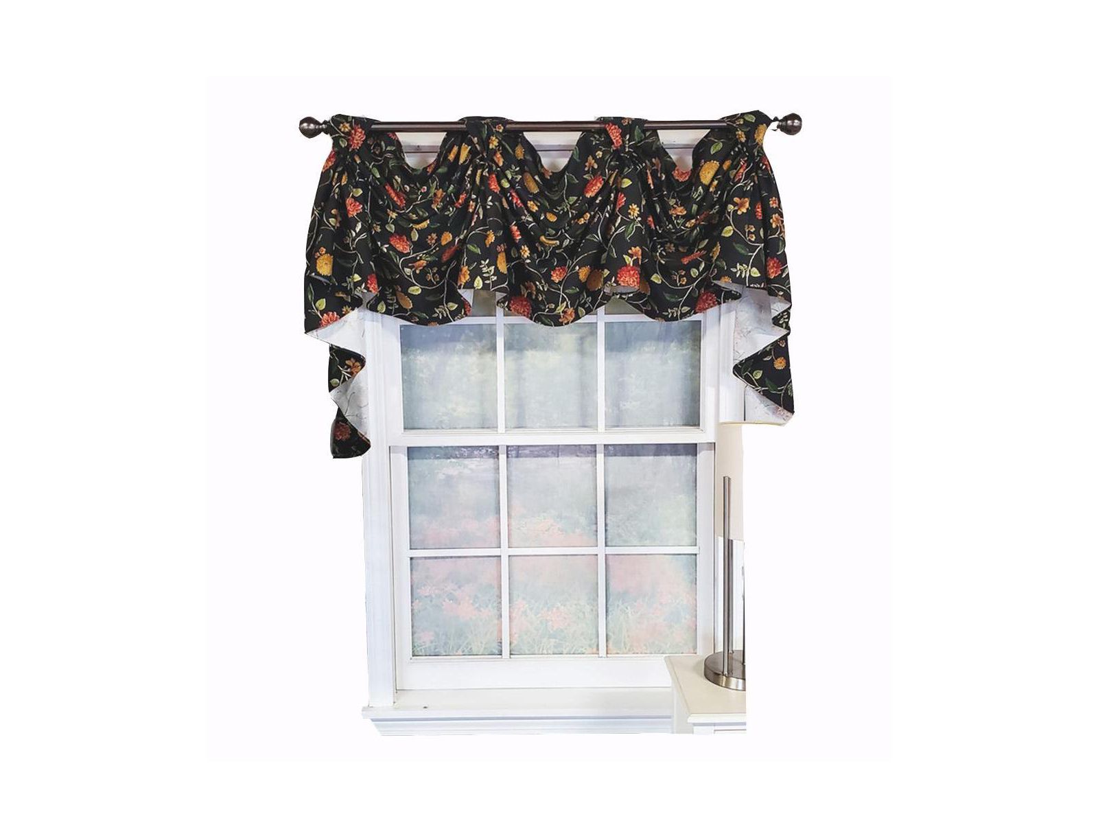 RLF Home современная занавеска для окна Nightfall Victory Swag 50" x 25" черная