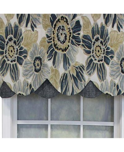 RLF Home Verona Petticoat Modern Premium Design Printed Valance 3" Rod Pocket 50" x 15" Blue/Gray