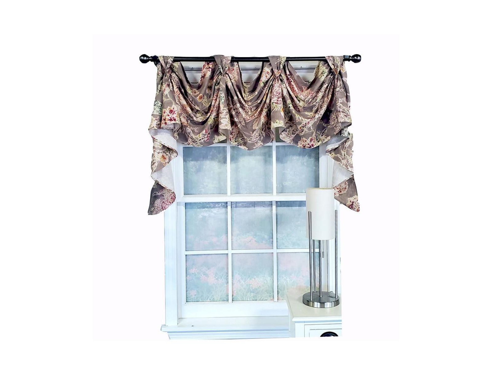 Занавеска RLF Home Modern Design Monte Cristo Victory Swag 3-Scoop Window Valance 50" x 25" Gray