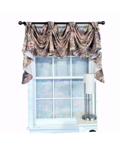 RLF Home Modern Design Monte Cristo Victory Swag 3-Scoop Window Valance 50" x 25" Gray