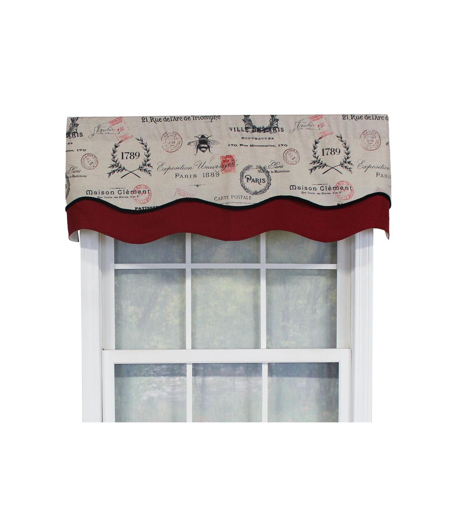 RLF Home Mason Trimmed Glory 100% Cotton with Fully Lined 3" Rod Pocket Valnance for Windows 50" x 16" Linen