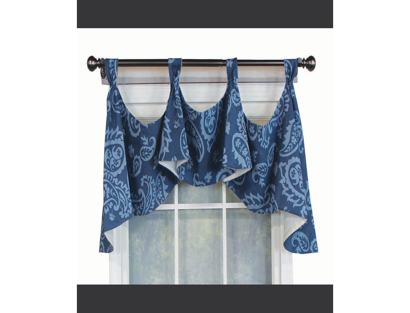 RLF Home Paisley Tab Window Treatment Premium Quality Valance 4" Top Tabs