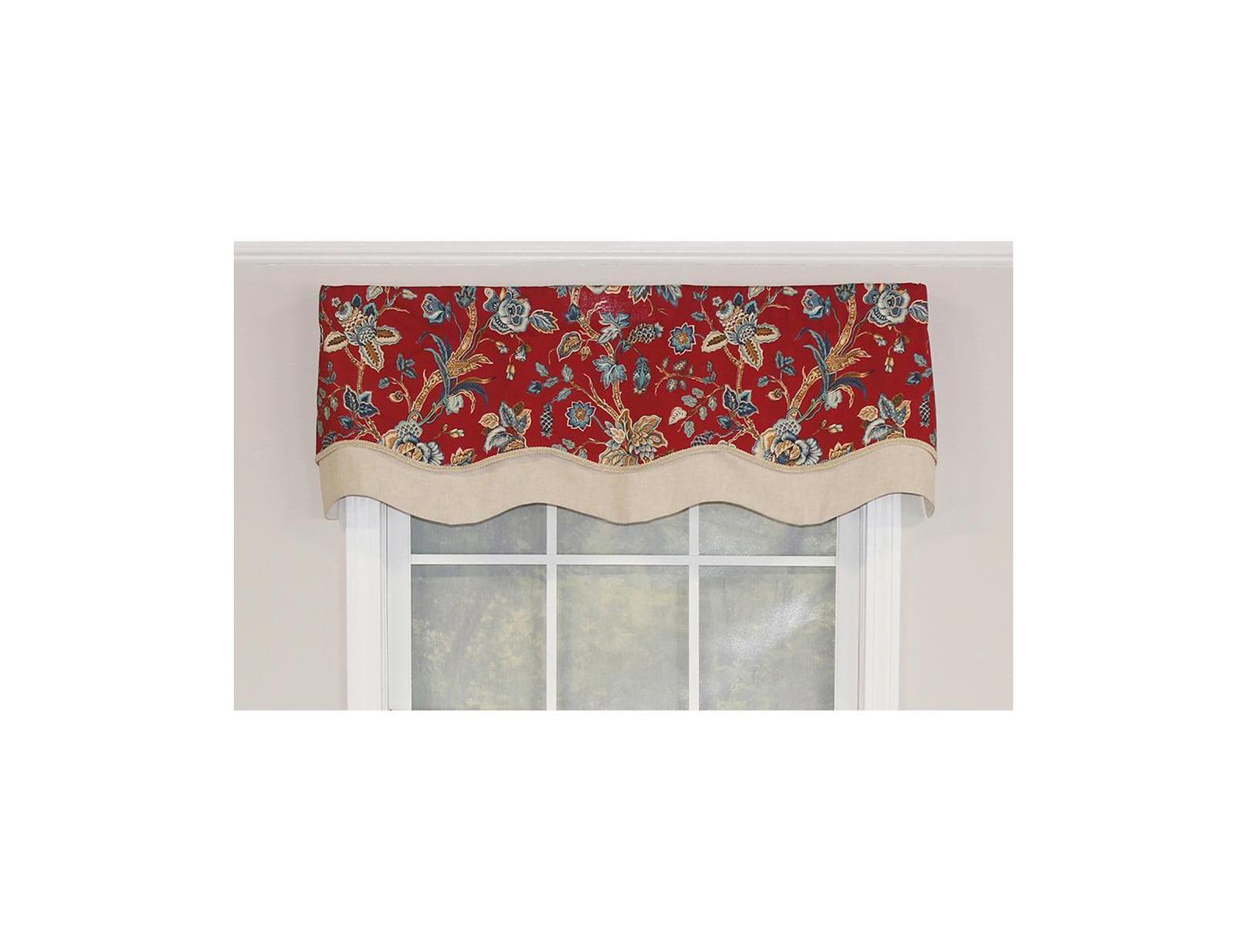 RLF Home Gianna Glory Valance 3" Rod Pocket, Layered, Trimmed