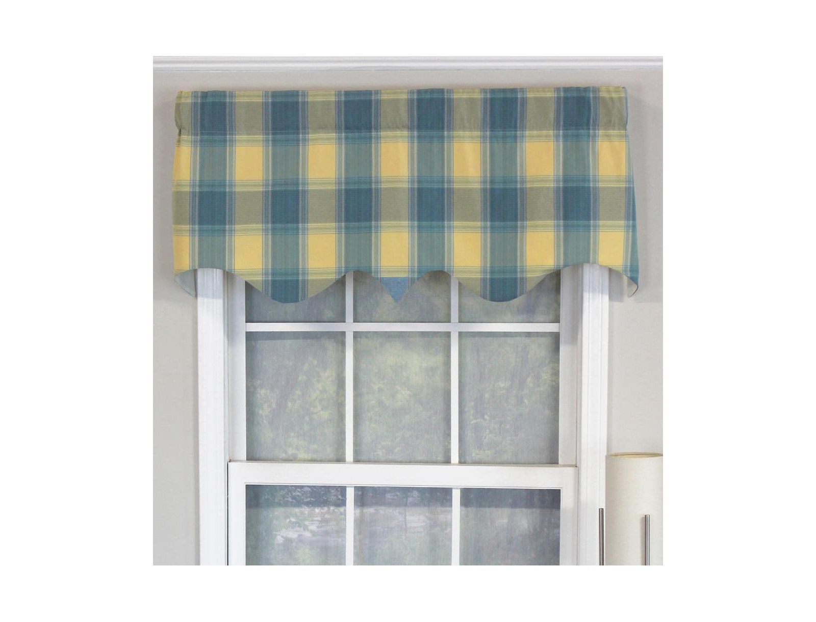 RLF Home Syon Park Plaid Regal Style Window Valance with 3" Rod Pocket, 50" x 17"