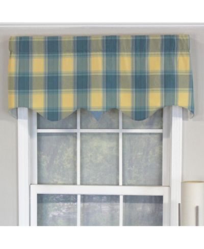 RLF Home Syon Park Plaid Regal Style Window Valance with 3" Rod Pocket, 50" x 17"