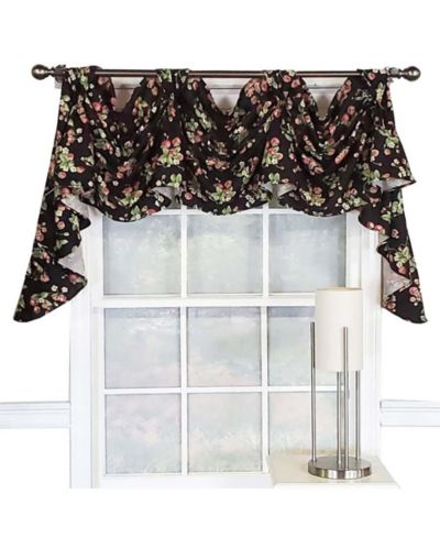RLF Home Короткая занавеска Strawberry Fields 3-Scoop Victory Swag Black 50" x 18"