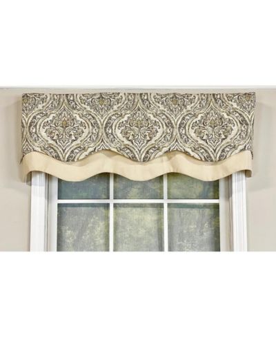 RLF Home Diamond Damask Glory Window Valance 3" Rod Pocket Layered, 50" x 16"