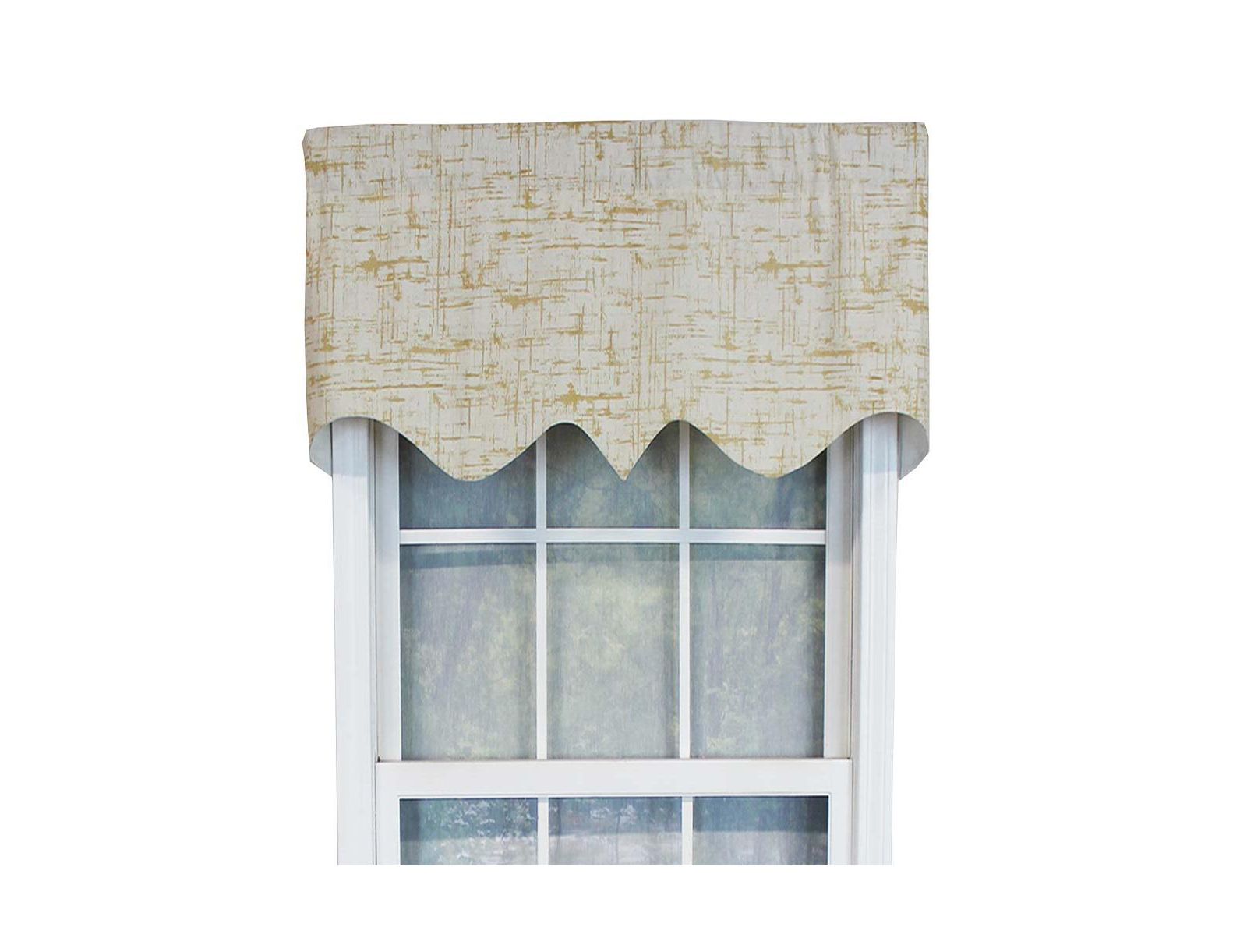 RLF Home Zino Gold Thin Lines Regal Window Treatment High Quality Valance 3" Rod Pocket 50" x 17"