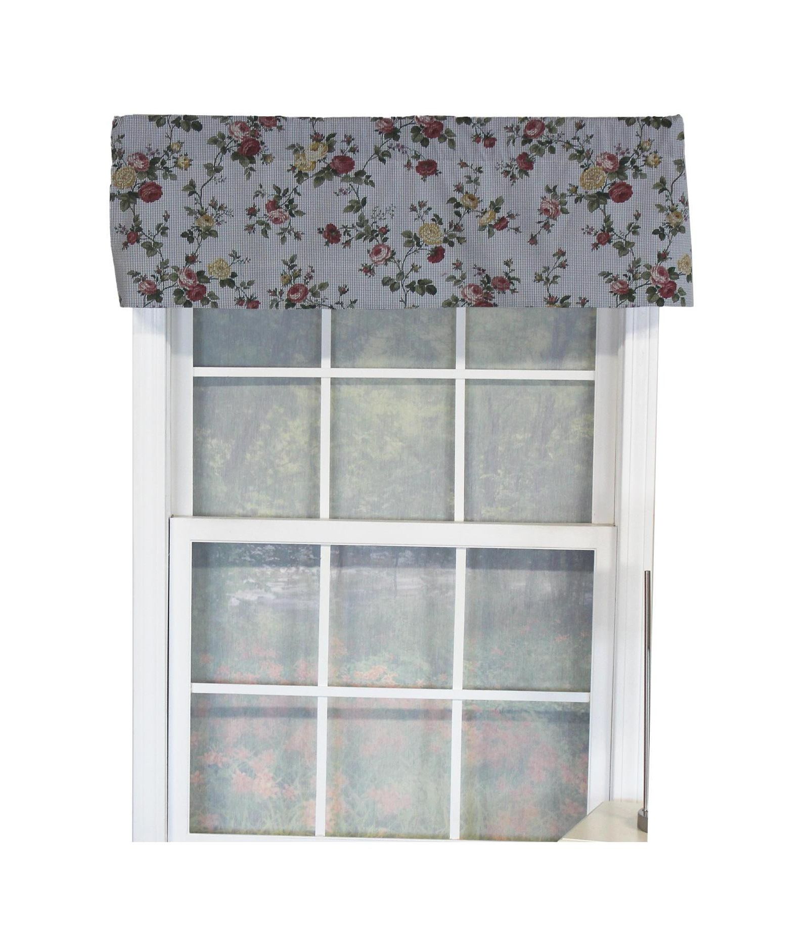 RLF Home Flower Grid Tailored 100% Cotton with Fully Lined 3" Rod Pocket Valnance for Windows 50" x 14" Chetwode