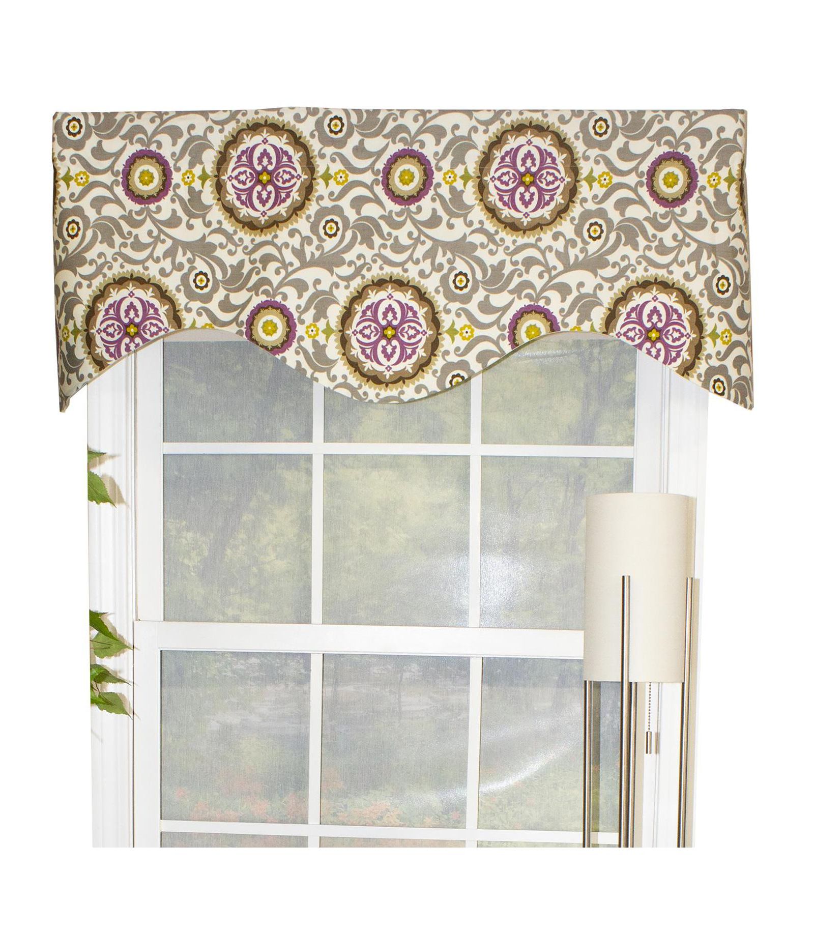 RLF Home Celestial Cornice 100% Cotton with Fully Lined 3" Rod Pocket Valnance for Windows 50" x 17" Sterling