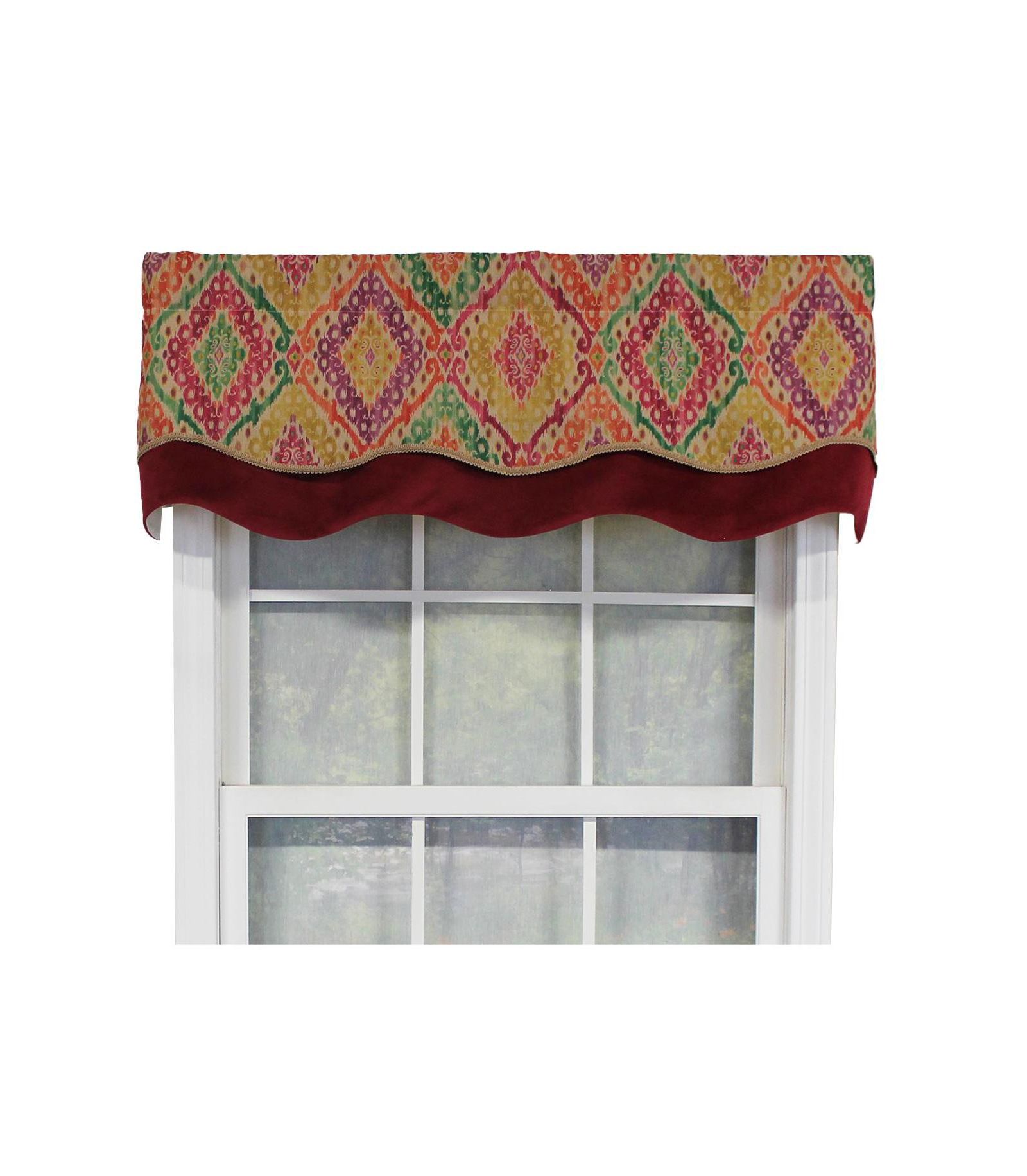RLF Home Icicles Trimmed Glory 100% Cotton with Fully Lined 3" Rod Pocket Valnance for Windows 50" x 16" Multi