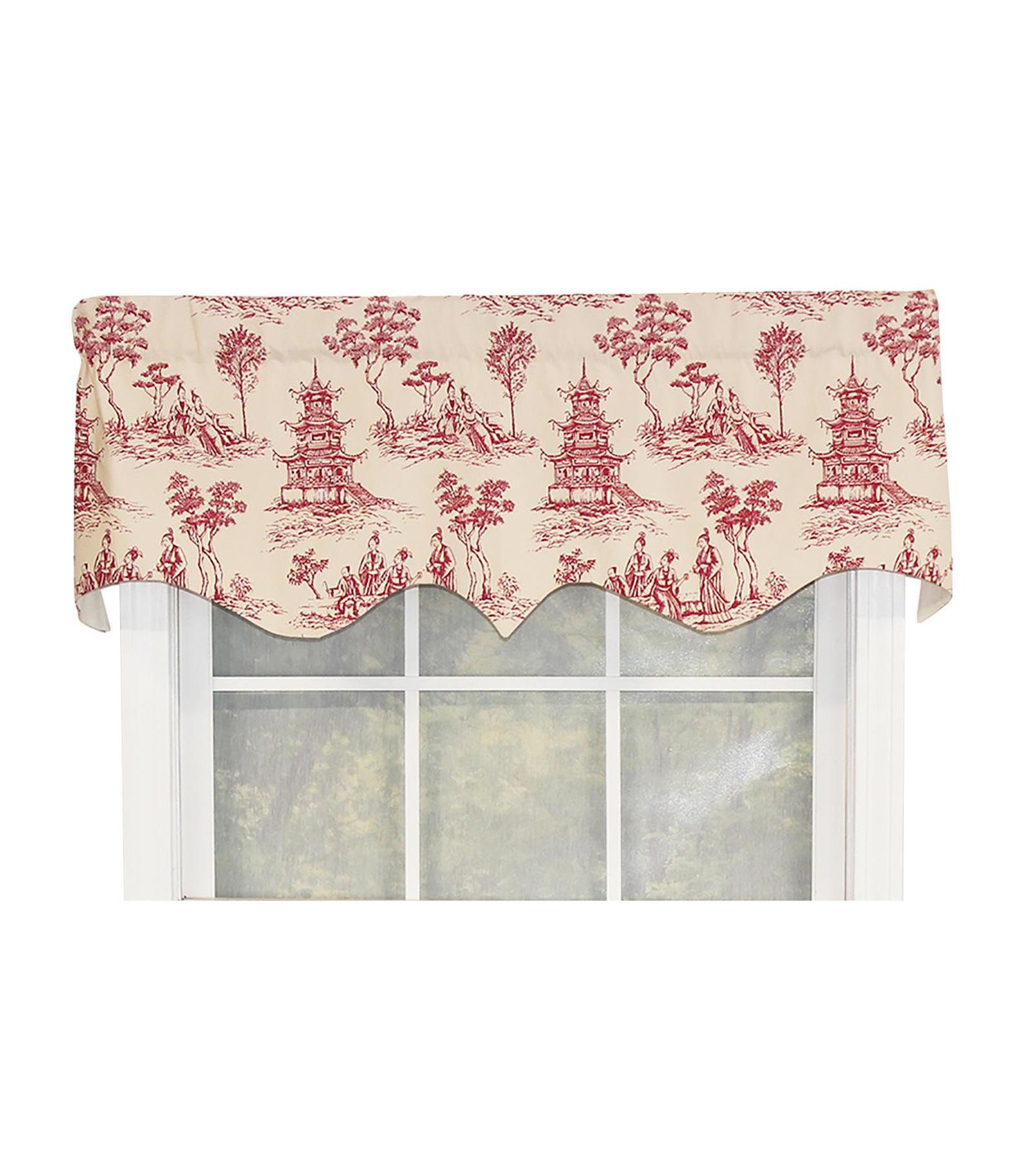 Занавеска RLF Home Naomi Regal Oriental Motive 3" Rod Pocket 50" x 17" Red