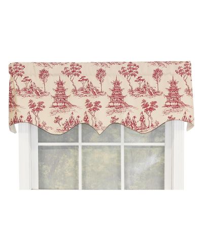 Naomi Regal Oriental Motive 3" Rod Pocket Valance 50" x 17" Red by RLF Home