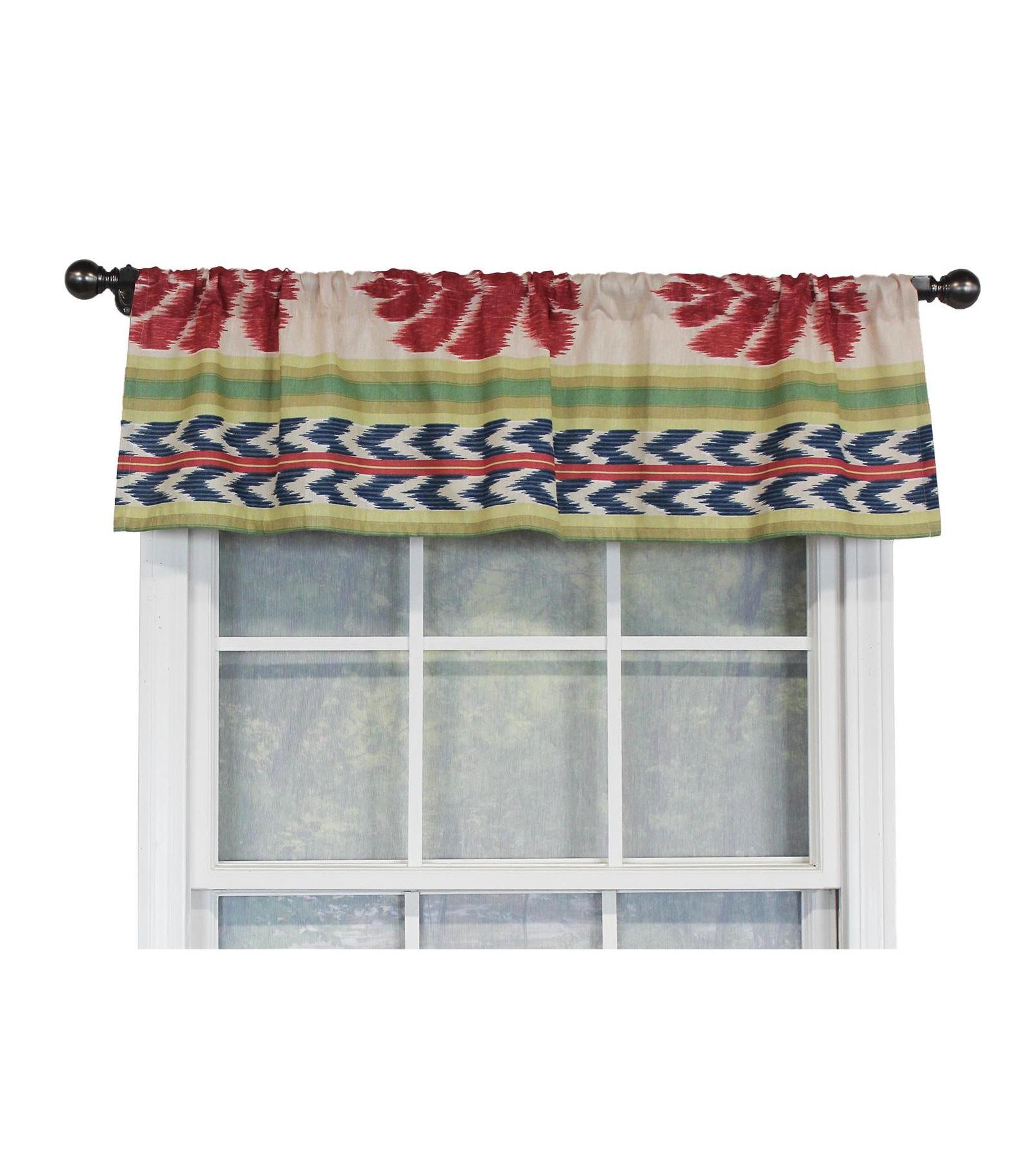 RLF Home Aztec Tailored 100% Cotton with Fully Lined 3" Rod Pocket Valnance for Windows 50" x 14" Multi