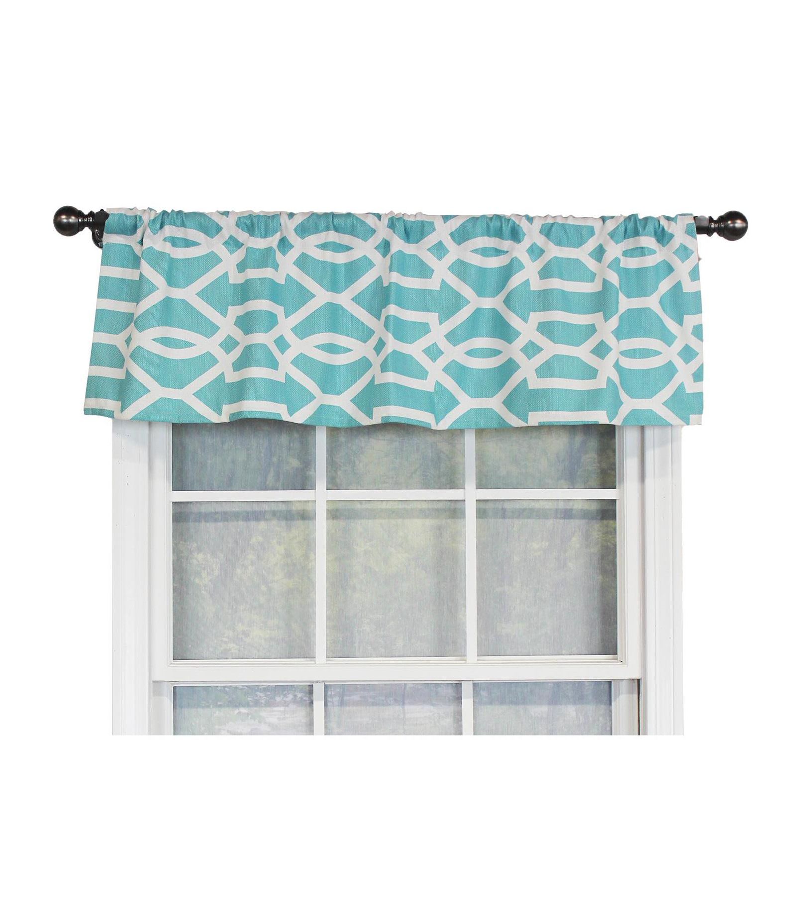 RLF Home Moroccan Tailored 100% Cotton with Fully Lined 3" Rod Pocket Valnance for Windows 50" x 14" Turquoise