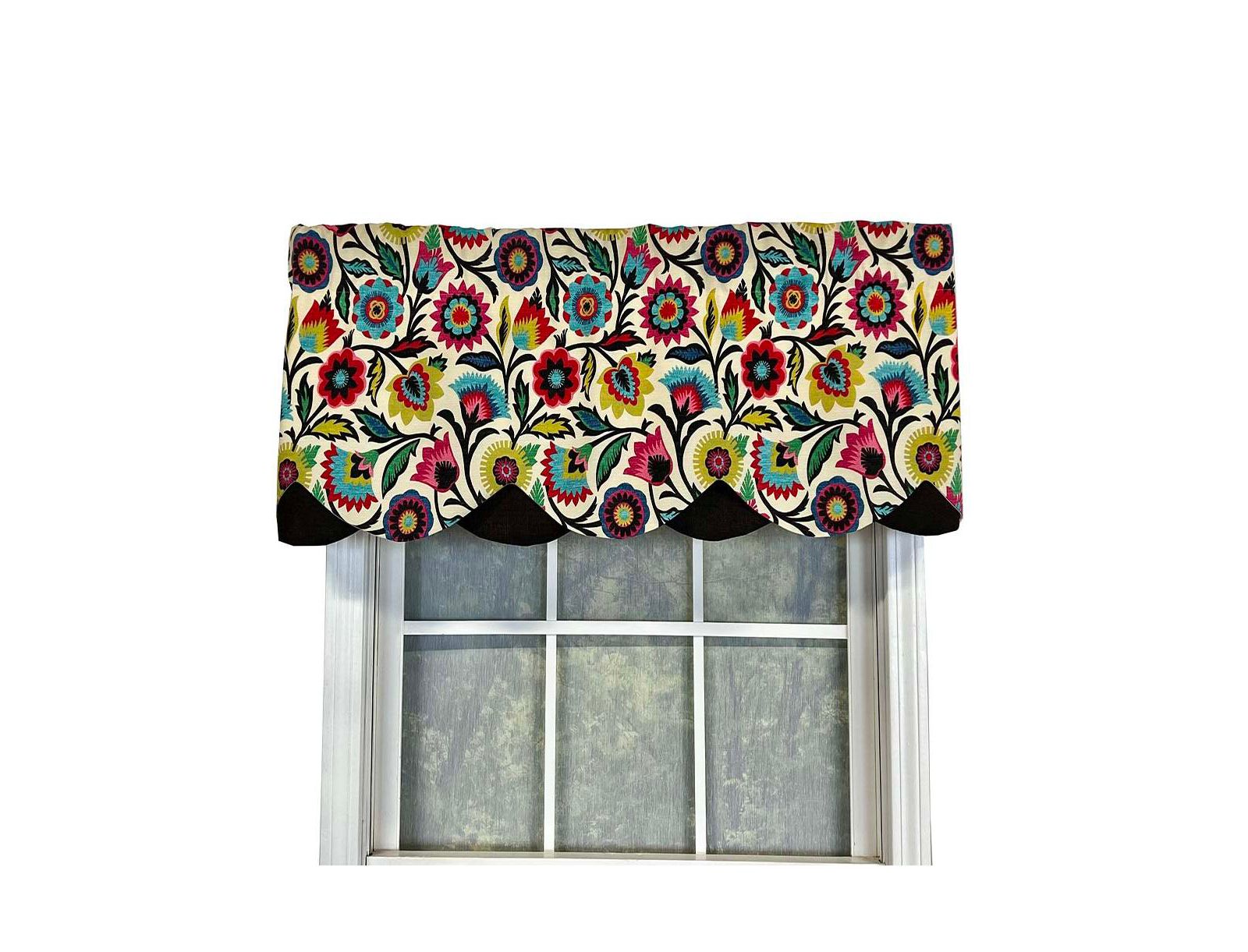 RLF Home Fiesta Floral Petticoat Window Treatment High Quality Valance 3" Rod Pocket 50" x 15"
