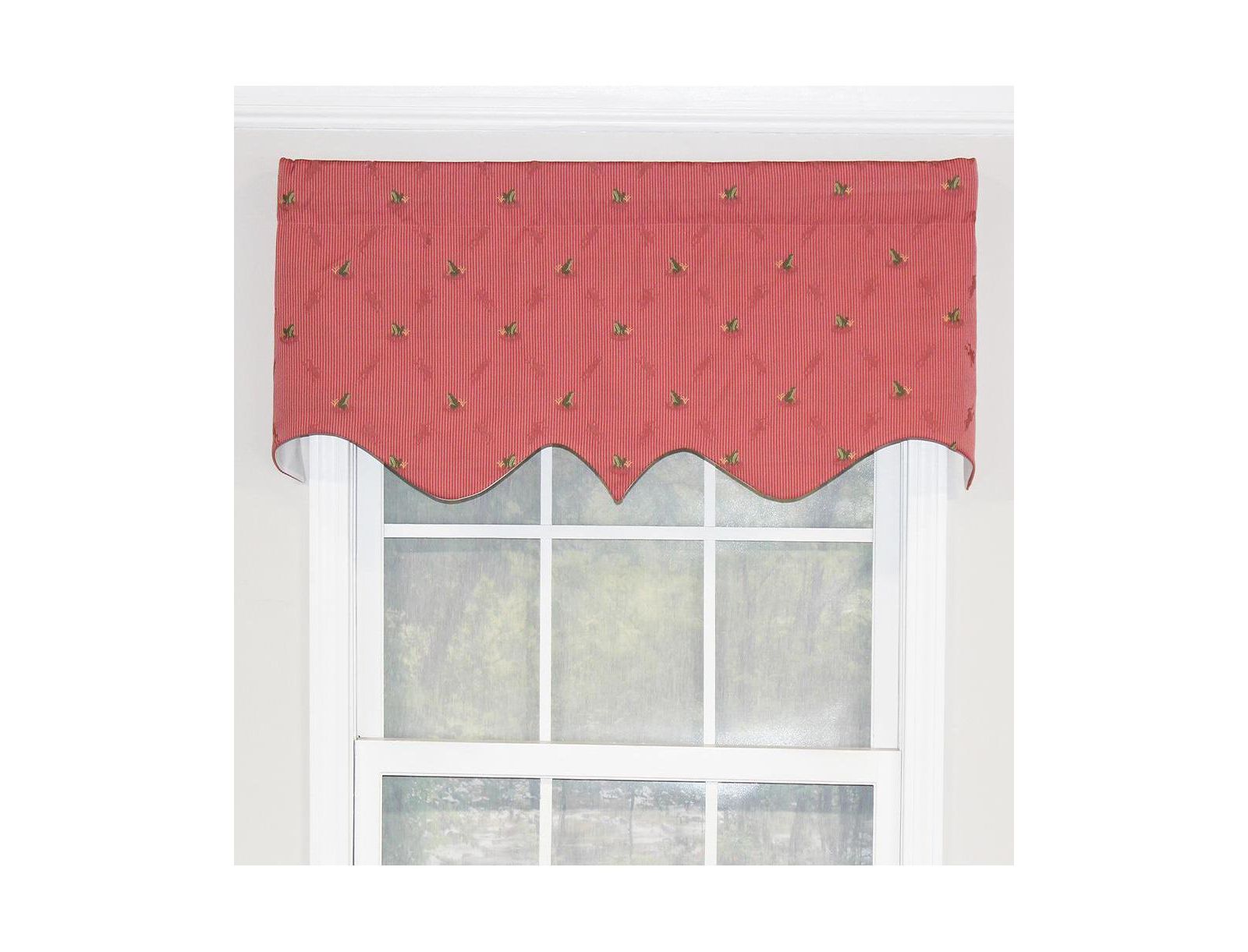 Ribbit Regal Camelia Style 3" Rod Pocket Valance 50" x 17" Red by RLF Home