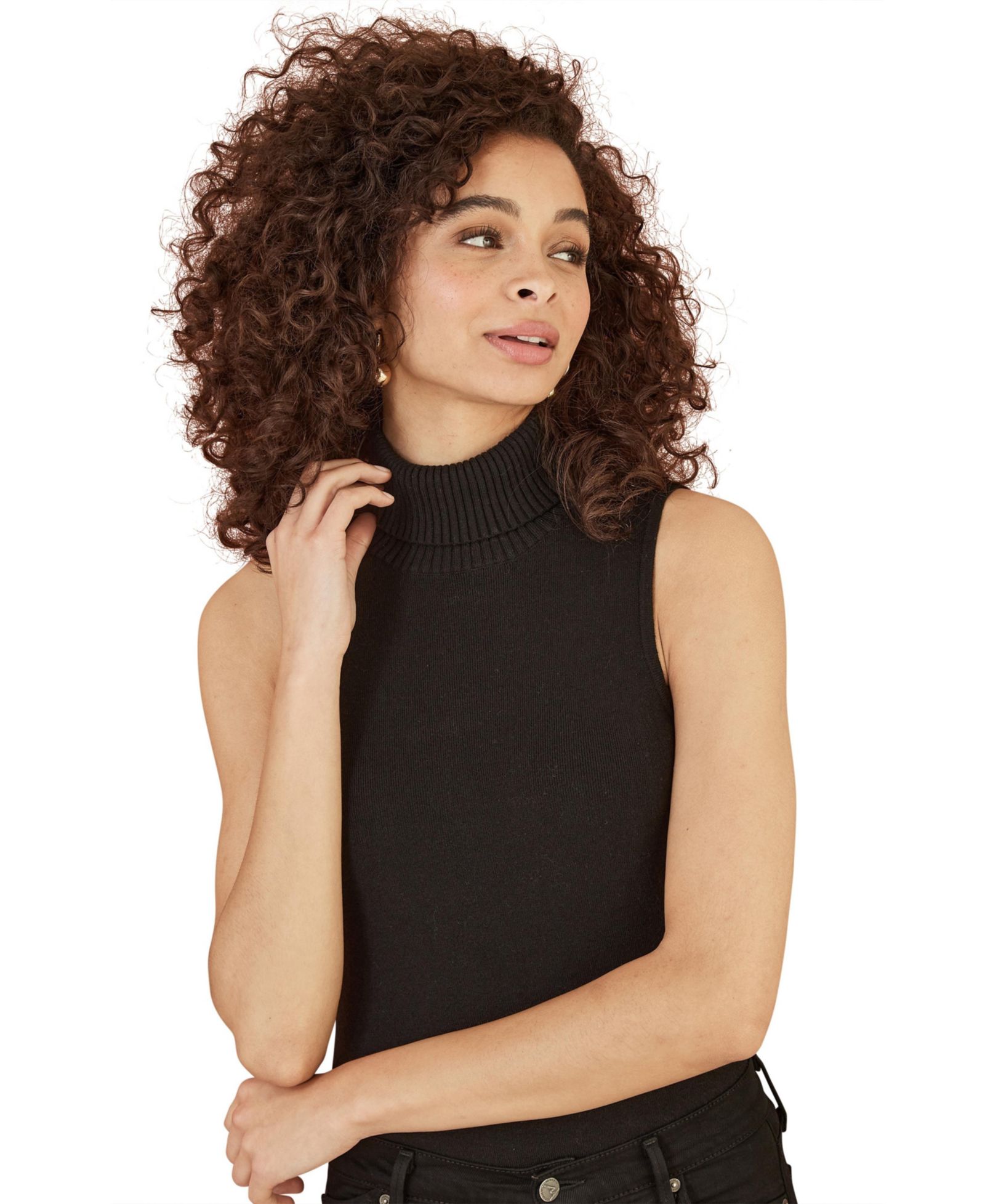 Yumi Women's Roll Neck Sleeveless Sweater