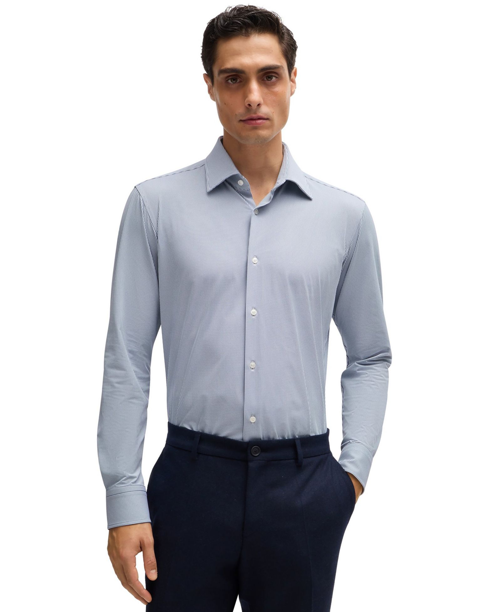 BOSS by Hugo Boss Мужская рубашка Structured Performance-Stretch Fabric Regular-Fit