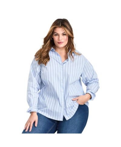 Женская рубашка Avenue Plus Size Classic Stripe Boyfriend