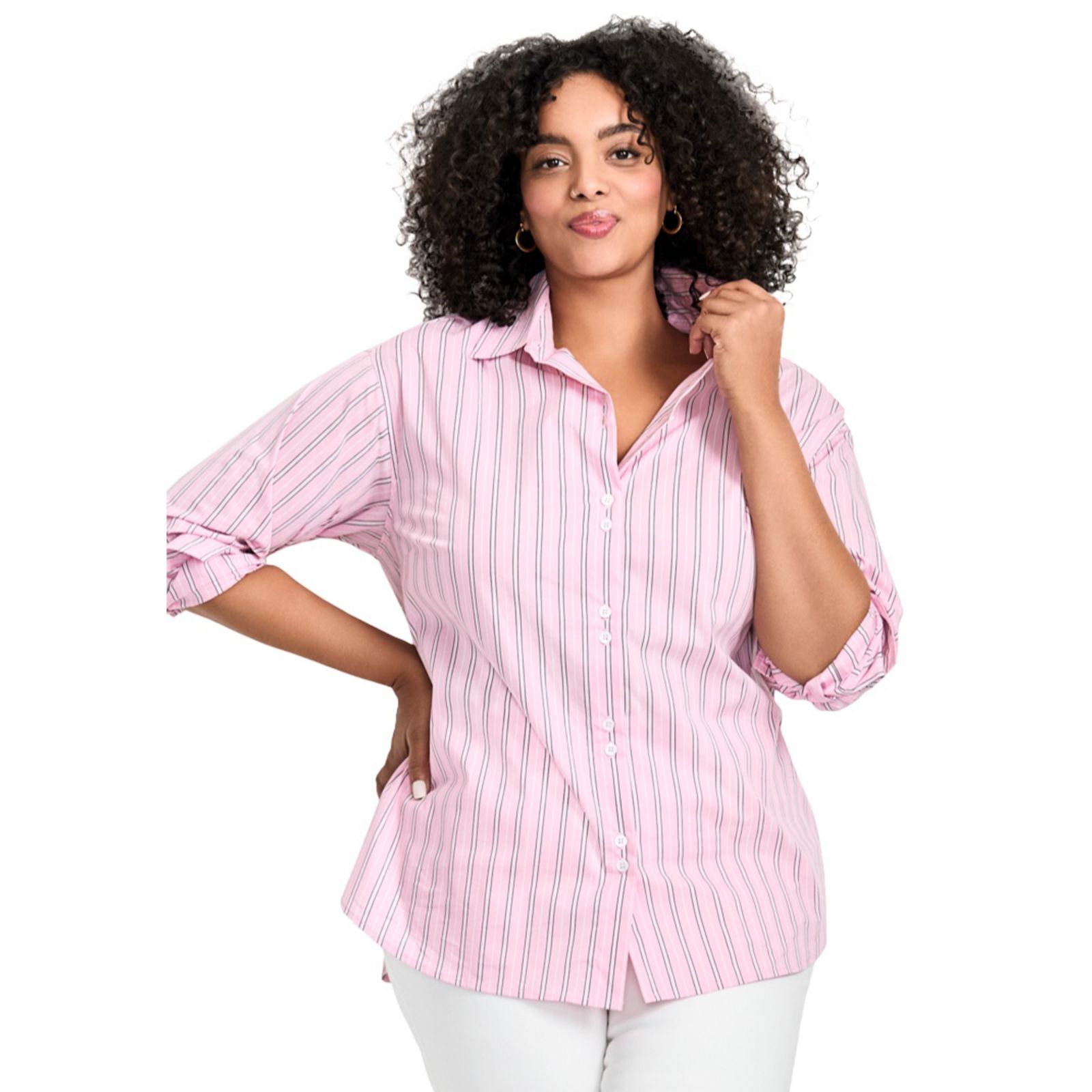 Женская рубашка Avenue Plus Size Classic Stripe Boyfriend