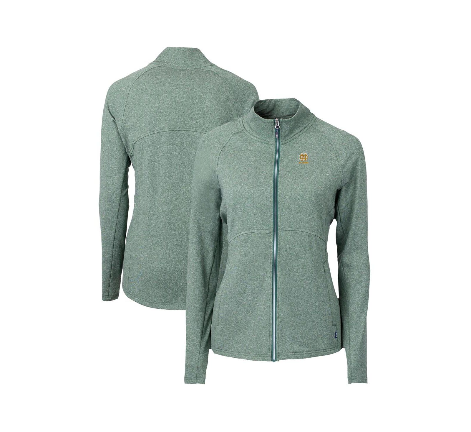 Женская куртка Cutter & Buck Women's Heather Green Notre Dame Fighting Irish Alumni Adapt Eco Knit Heather Full-Zip