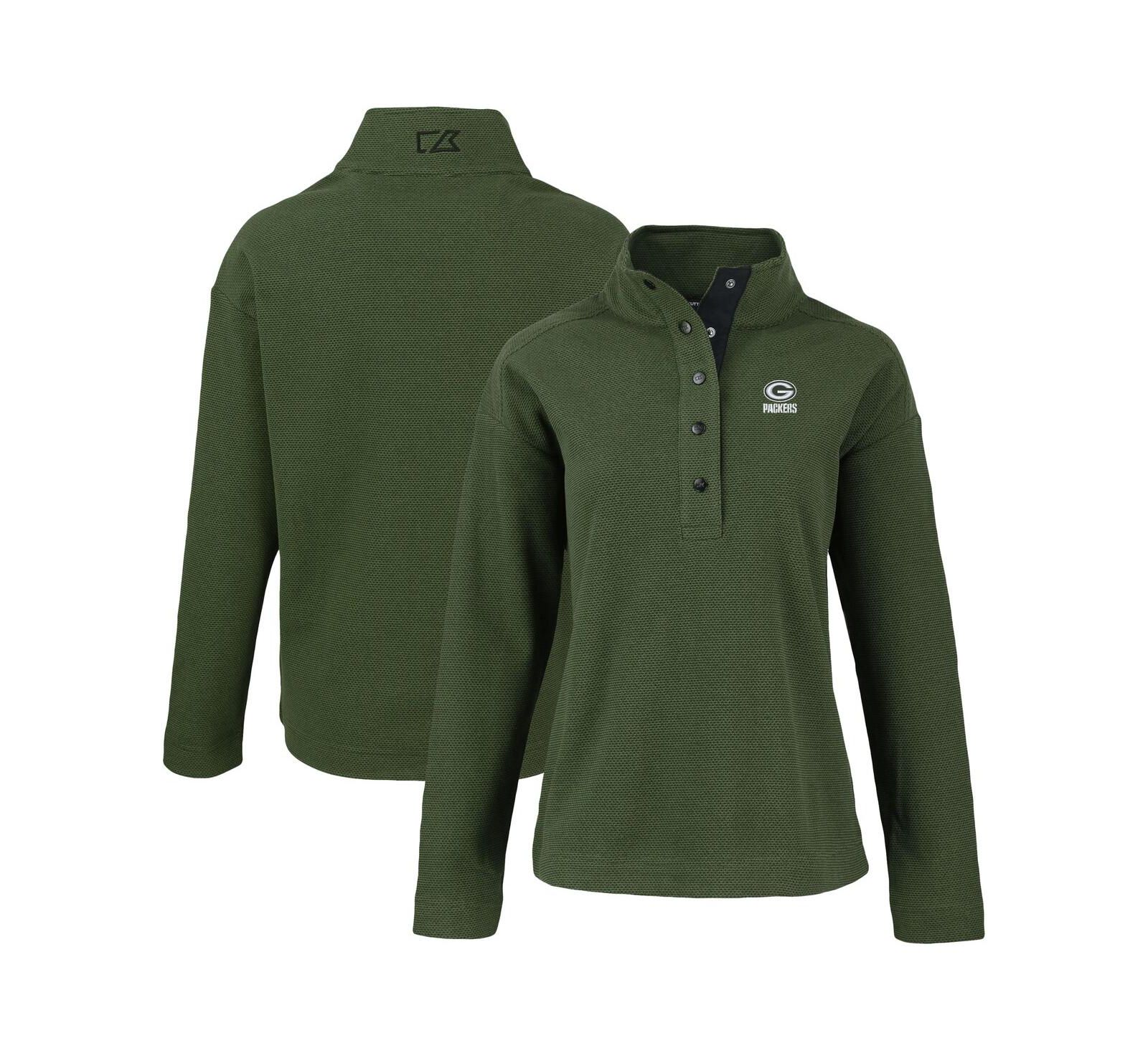 Женское худи Cutter & Buck Green Bay Packers Hunts Point Eco, полумолния