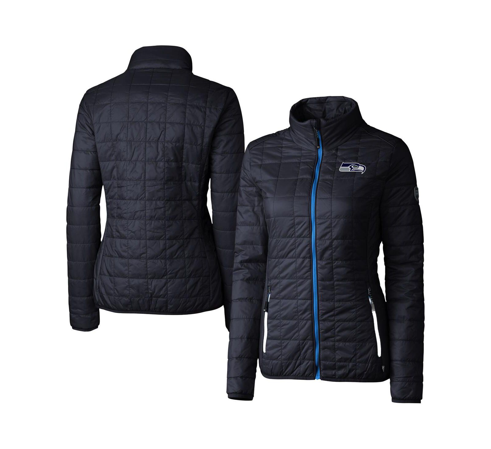 Cutter & Buck Women's Navy Seattle Seahawks Rainier PrimaLoft Eco Insulated Full-Zip Puffer Jacket