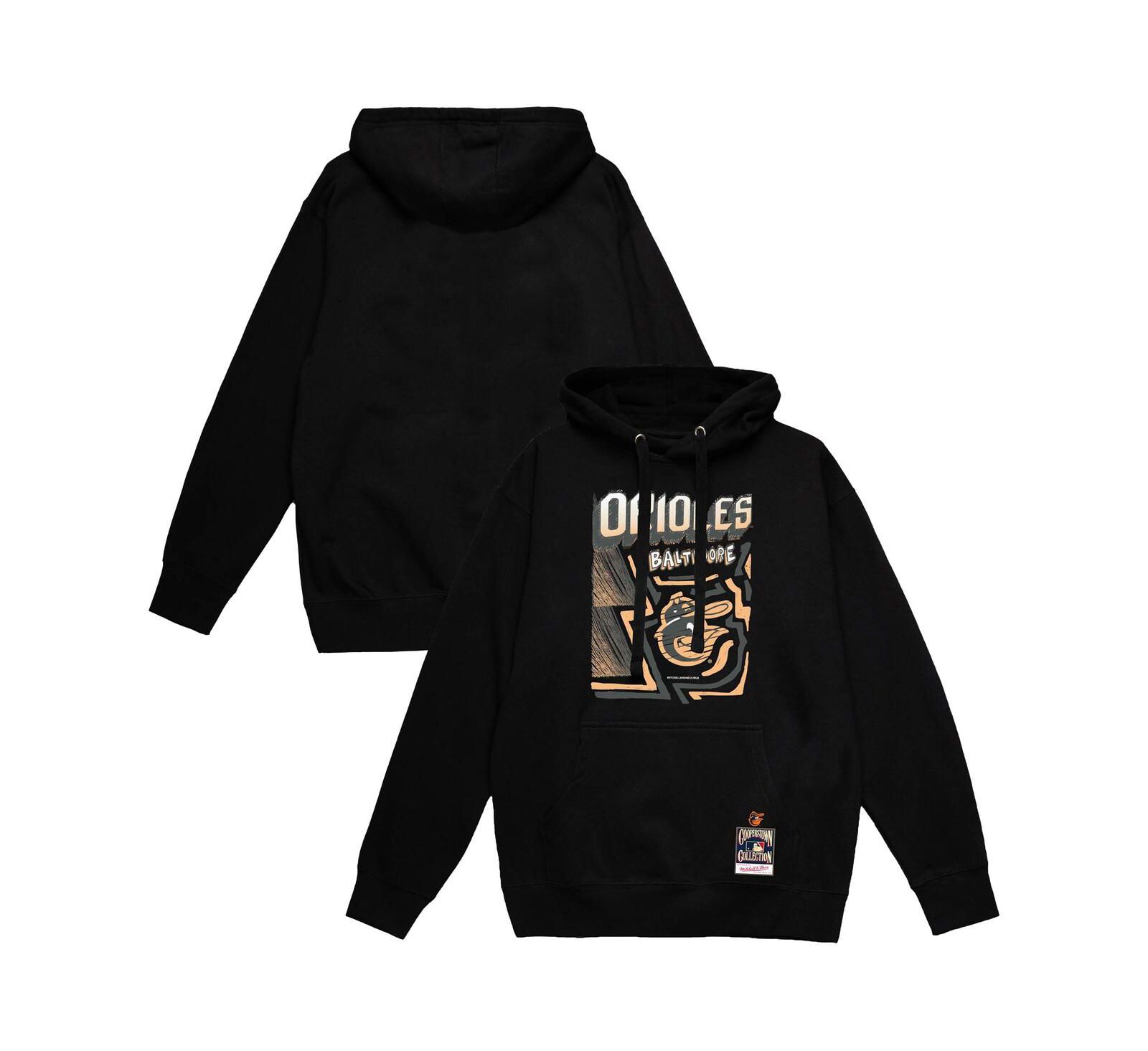 Мужское худи Mitchell & Ness Black Baltimore Orioles Sidewalk Sketch Pullover