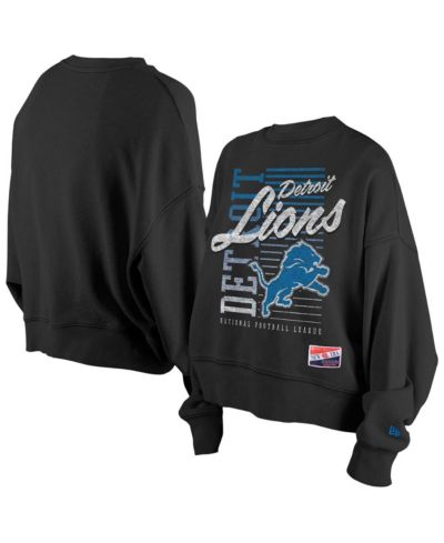 New Era Женское оверсайз свитшот Detroit Lions Black Mineral Wash Crew Neck