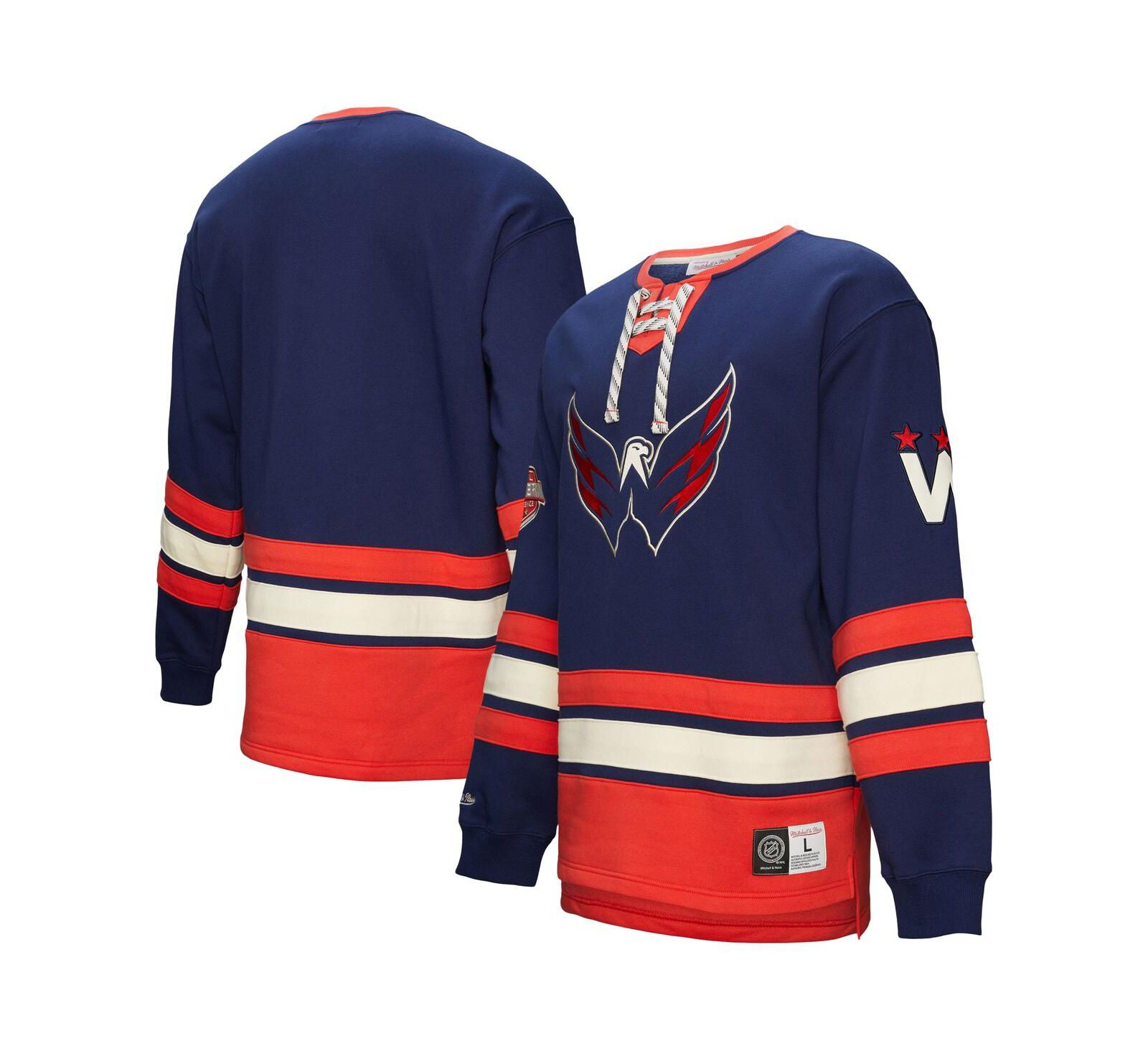 Mitchell & Ness Мужская толстовка с завязками Washington Capitals Heritage, темно-синяя