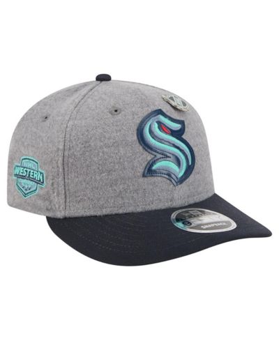 Мужская кепка New Era Seattle Kraken, шерстяная, низкий профиль 9FIFTY Snapback, серая/темно-синяя