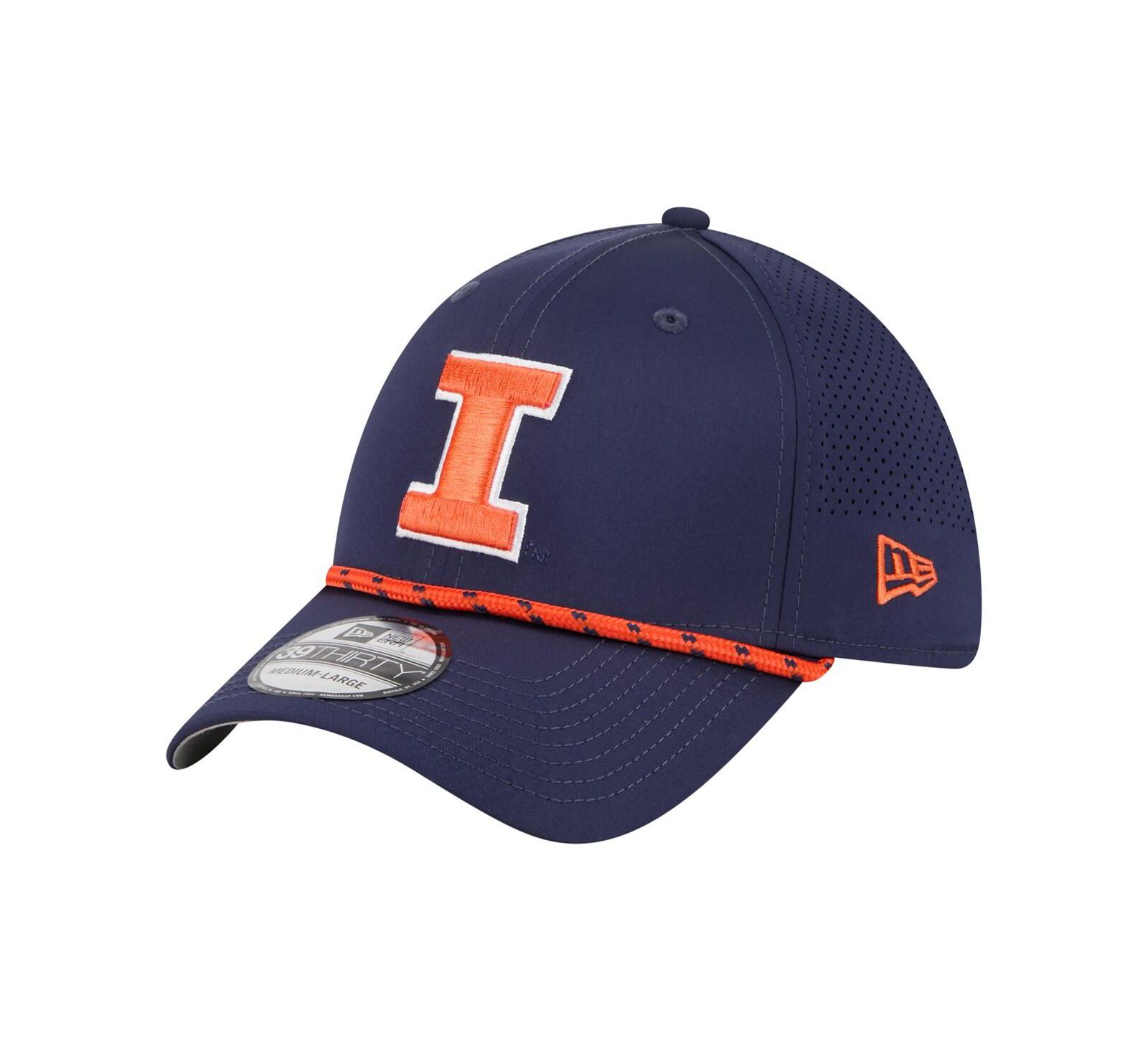 Мужская кепка New Era Navy Illinois Fighting Illini Rope 39THIRTY Flex