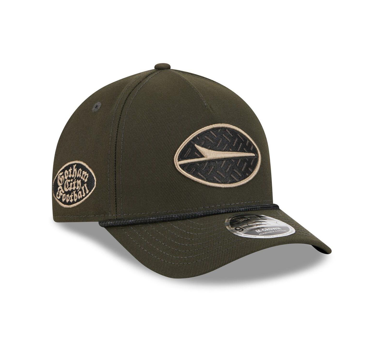 Мужская бейсболка New Era Gotham Green New York Jets 2025 Rivalries Collection Sideline A-Frame 9FORTY Adjustable