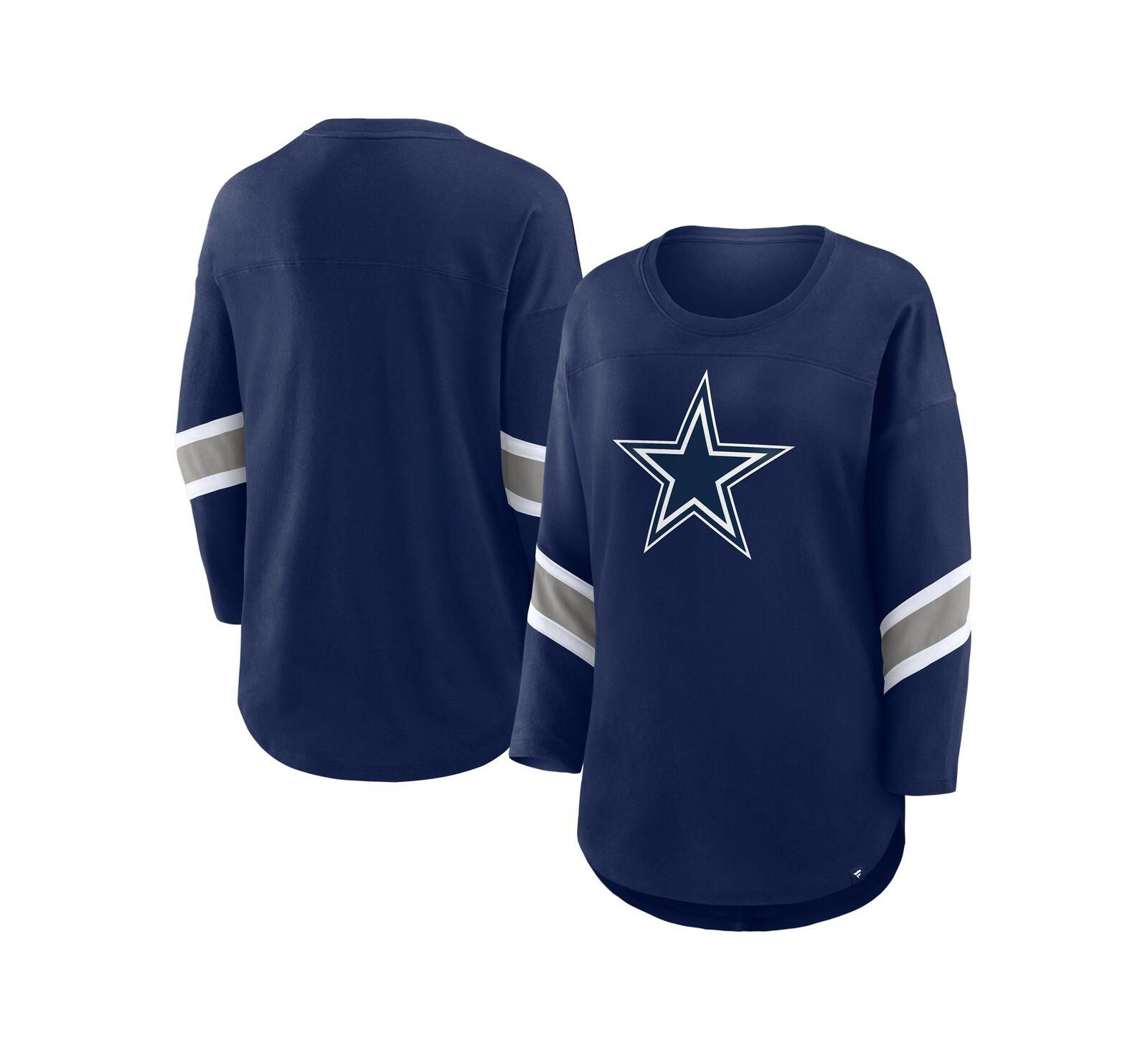 Fanatics Women's Navy Dallas Cowboys Plus Size Redzone 3/4-Sleeve Scoop Neck T-Shirt