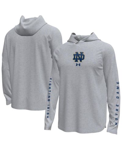 Under Armour Men's Gray Notre Dame Fighting Irish Tech Stretch Long-Sleeve Hooded T-Shirt