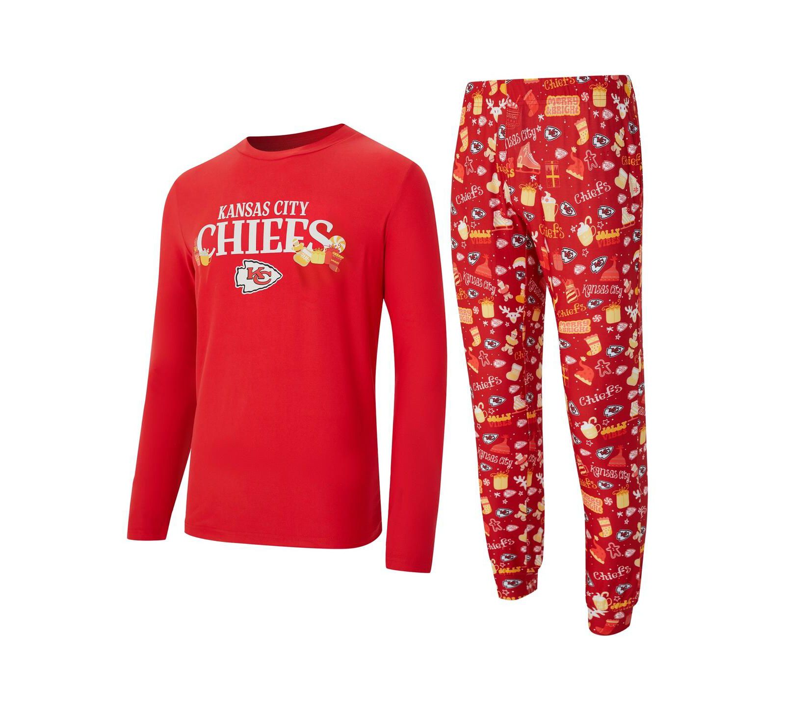 Concepts Sport Men's 2-Piece Red Kansas City Chiefs Chestnut Long Sleeve Top and Pants Set