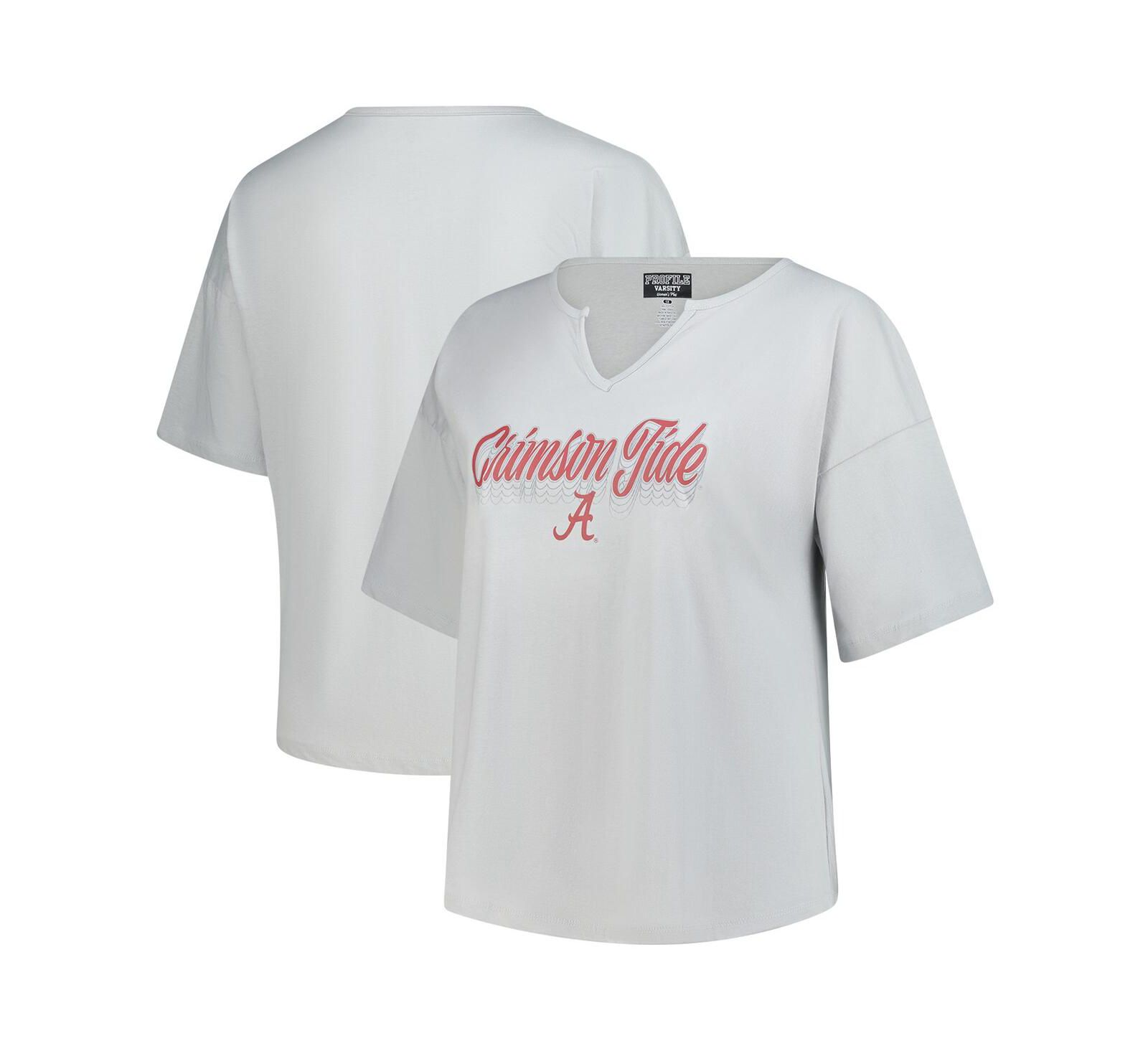 Fanatics Женская футболка Plus Size Winning Gear Notch Neck Gray Alabama Crimson Tide
