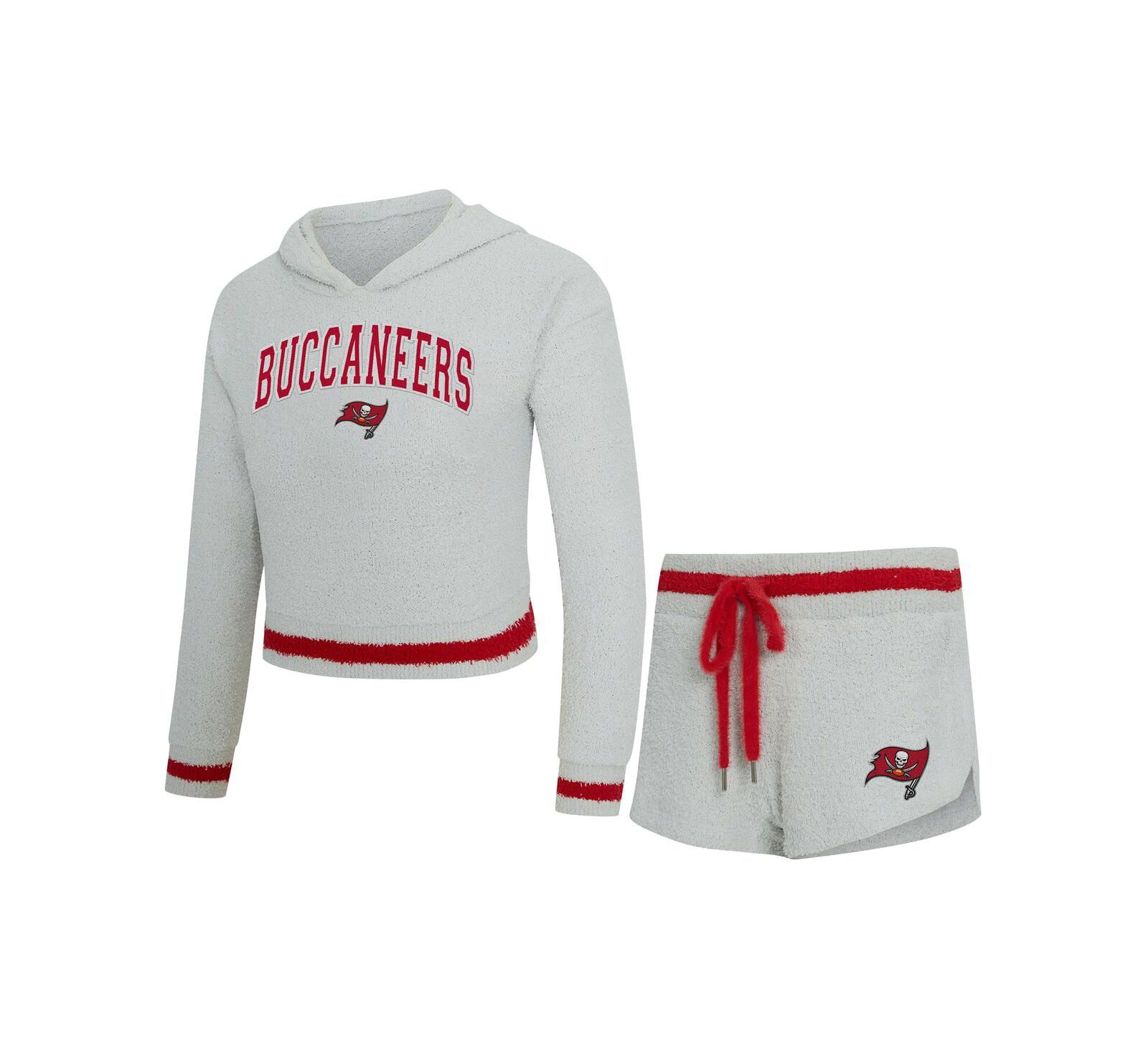 Женский комплект Concepts Sport Gray Tampa Bay Buccaneers Whitley Long Sleeve Hoodie Top and Shorts