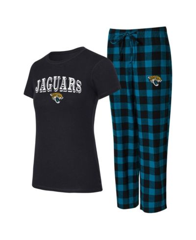 Concepts Sport Women's 2-Piece Black/Teal Jacksonville Jaguars Avondale T-Shirt and Pants Flannel PJ Set