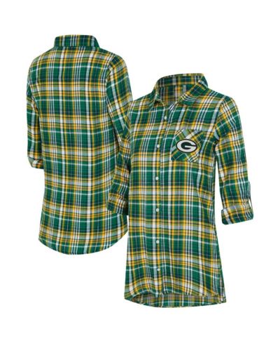 Concepts Sport Женская ночная рубашка Green Bay Packers Laney Plaid Tri-Blend