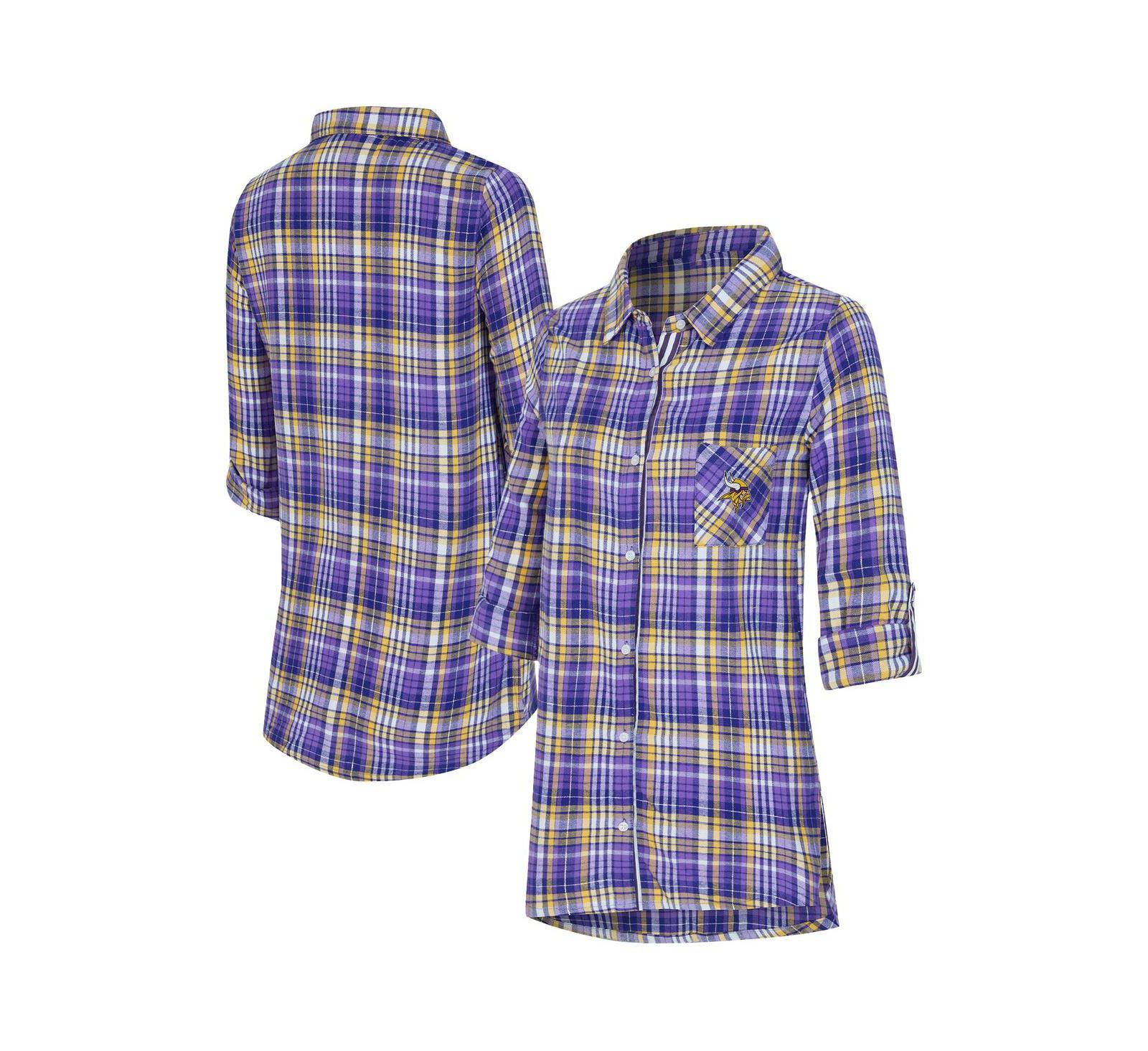 Concepts Sport Женская ночная рубашка Minnesota Vikings, фиолетовая, клетка Laney Tri-Blend