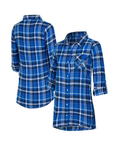 Женская ночная рубашка Concepts Sport Blue Detroit Lions Laney Plaid Tri-Blend