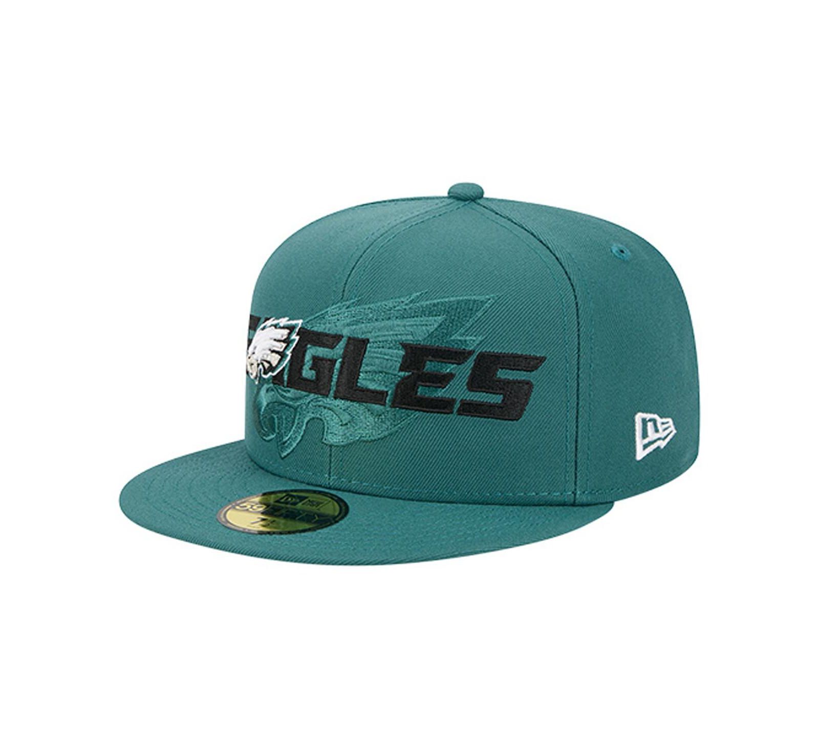 Мужская кепка New Era Philadelphia Eagles Overlap Wordmark 59FIFTY Fitted цвет Midnight Green