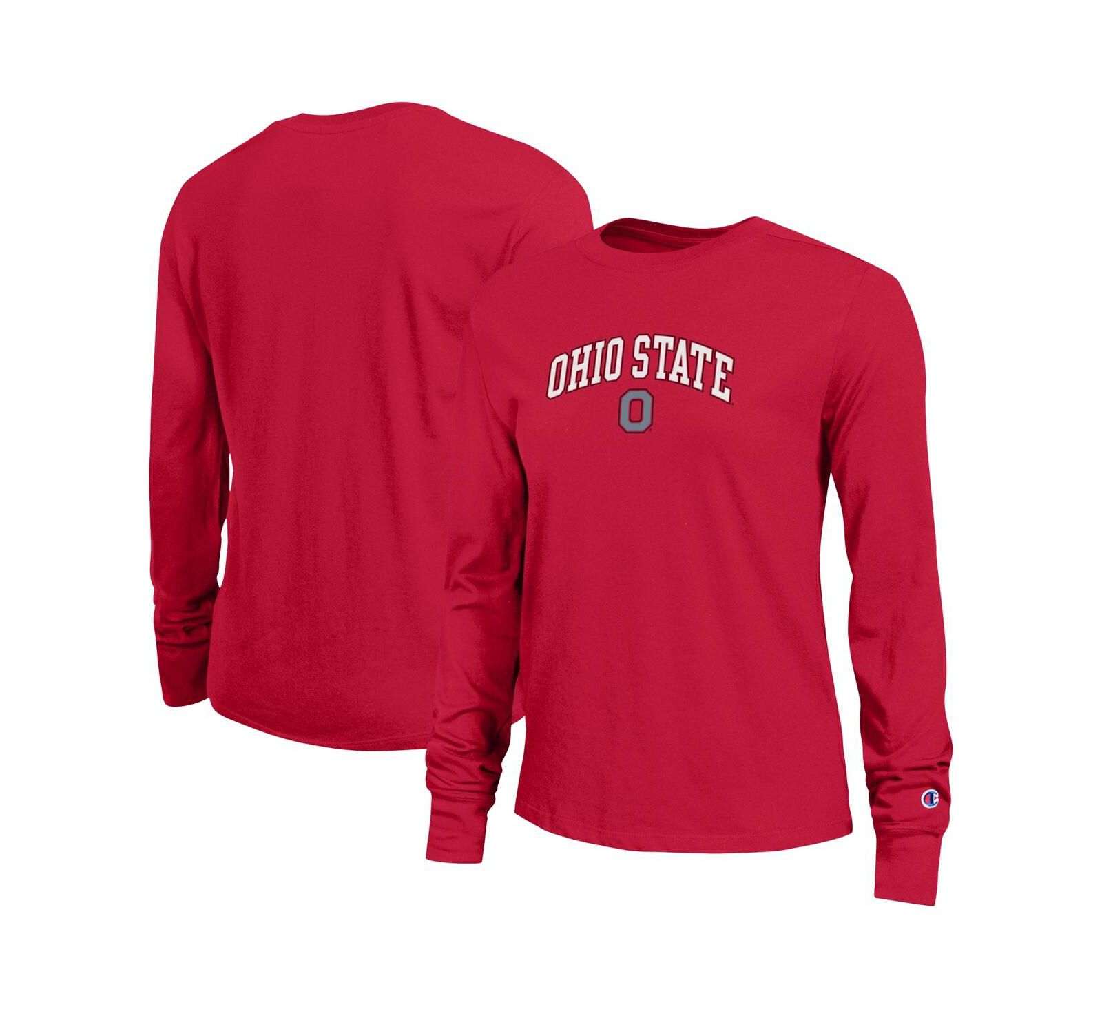 Женская футболка Champion Scarlet Ohio State Buckeyes Long Sleeve