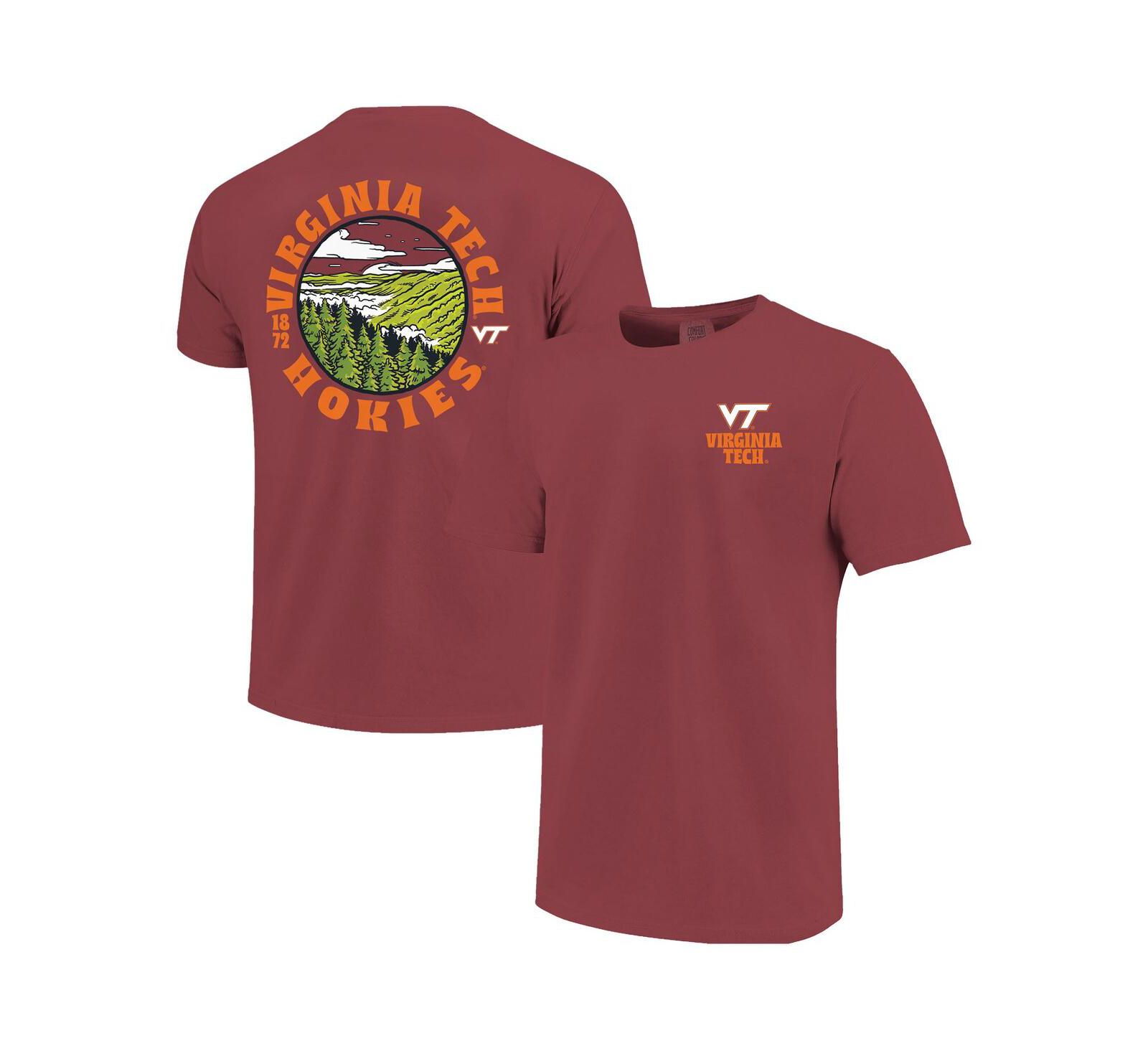 Футболка Image One Men's Maroon Virginia Tech Hokies Comfort Colors Thick Lined Landscape