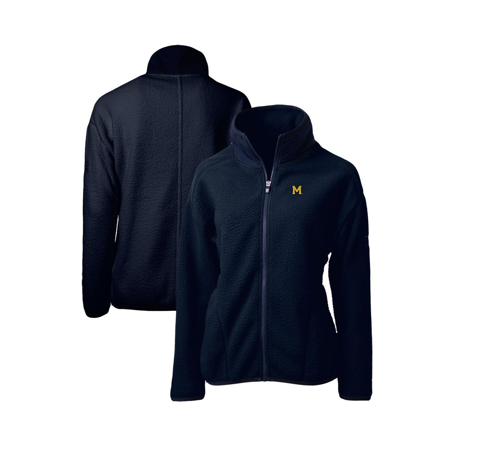 Женская флисовая куртка Cutter & Buck Michigan Wolverines Cascade Eco Sherpa Full-Zip, цвет Navy