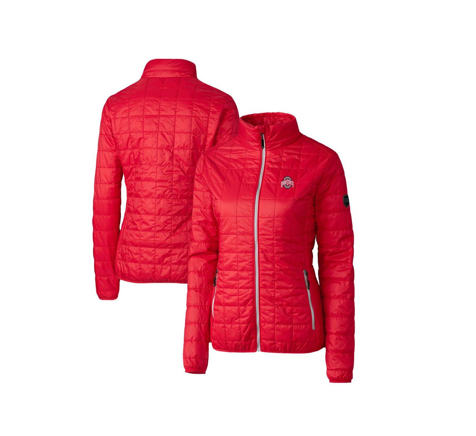 Cutter & Buck Women's Red Ohio State Buckeyes Rainier Eco Insulated Puffer Full-Zip Jacket