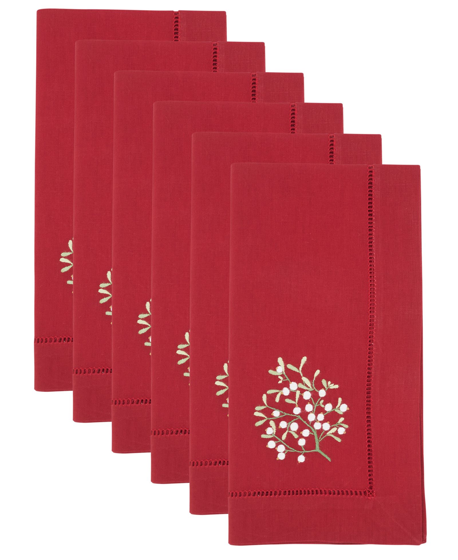 Набор салфеток Saro Lifestyle Embr'D Mistetoe Hemstitch, 6 шт.