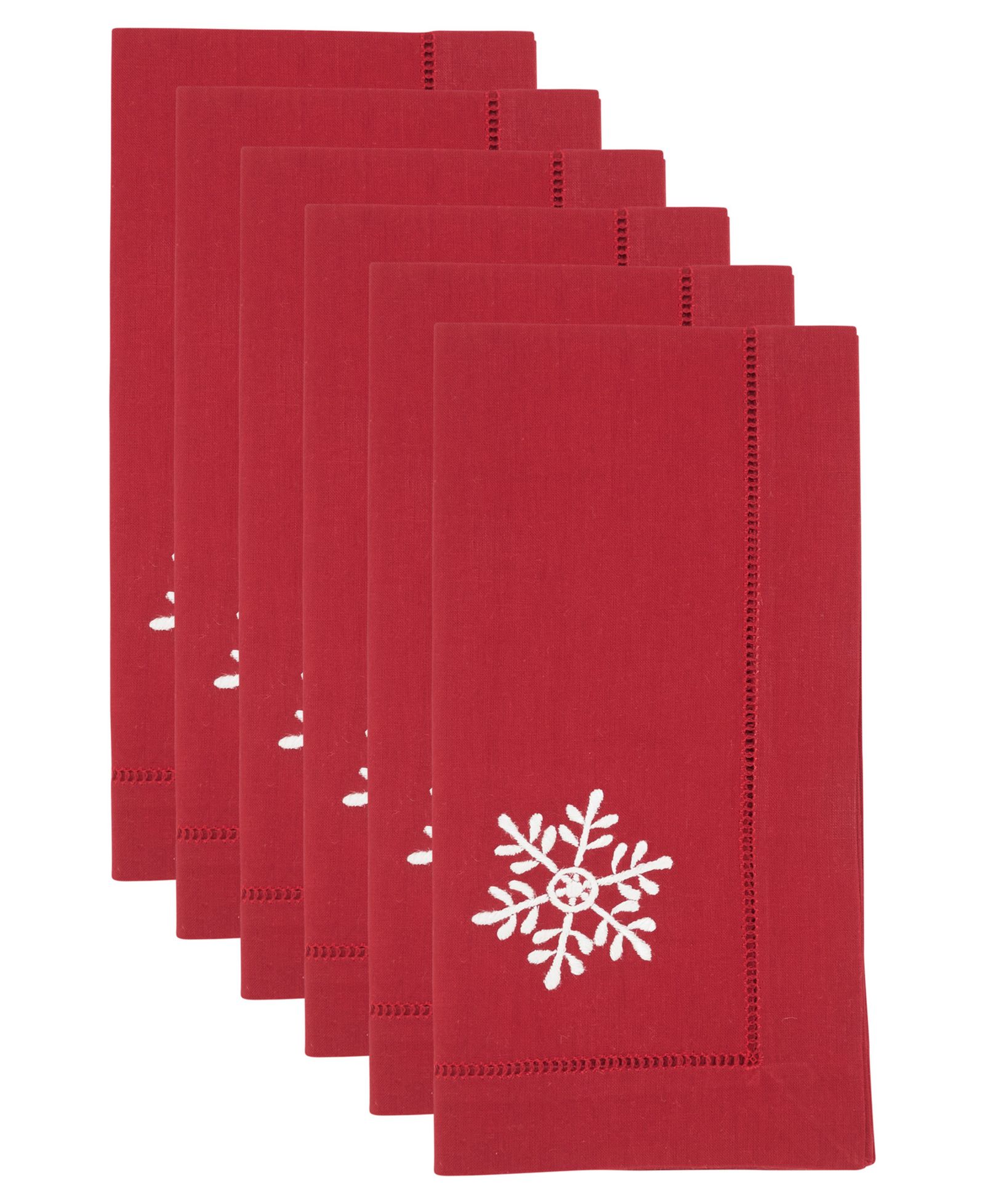 Saro Lifestyle Embr'D салфетка snowflake hemstitch, набор из 6 шт